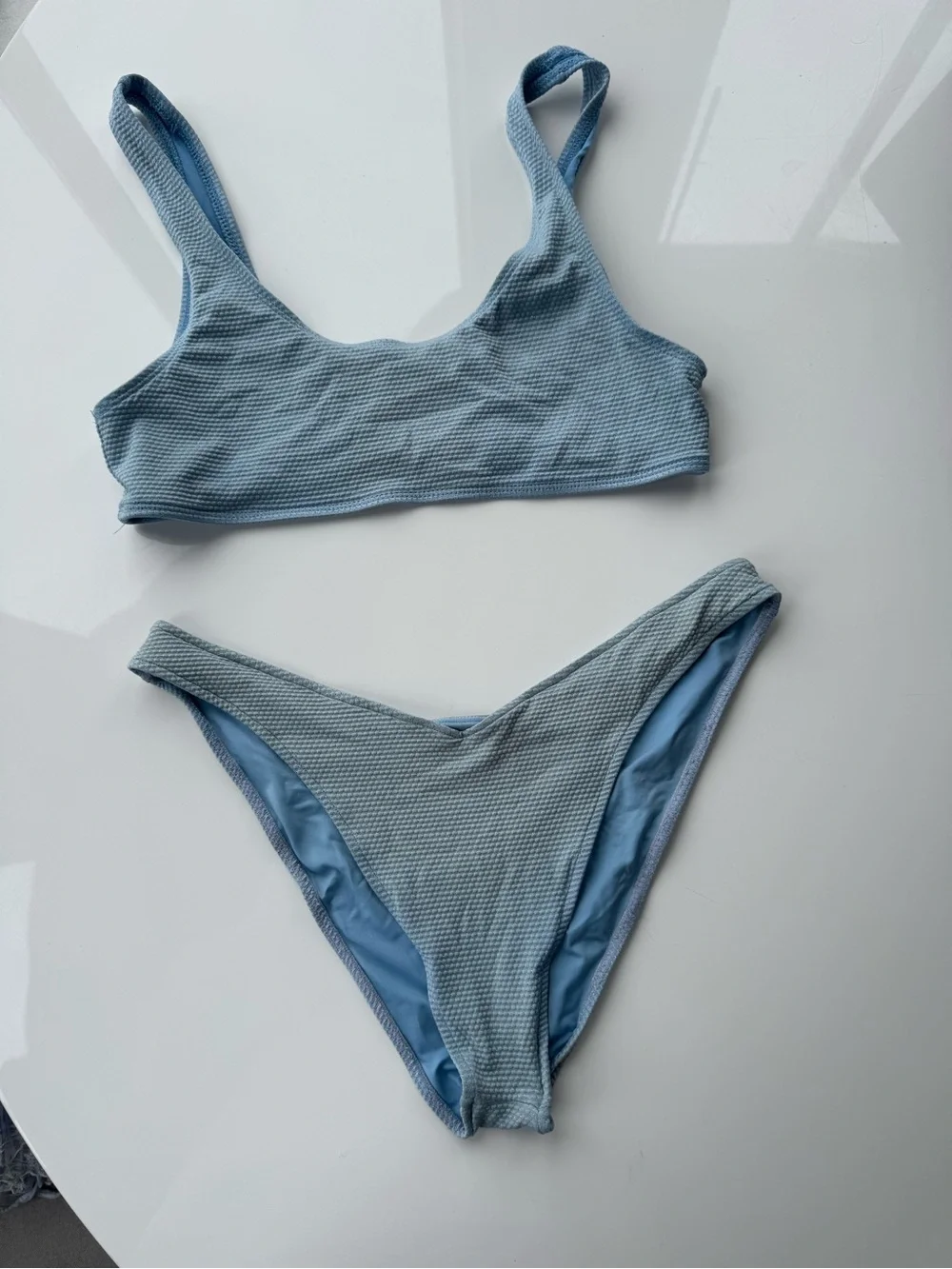 Frankie’s Bikinis Light Blue Ribbed Bikini Set - Two Piece Swimsuit